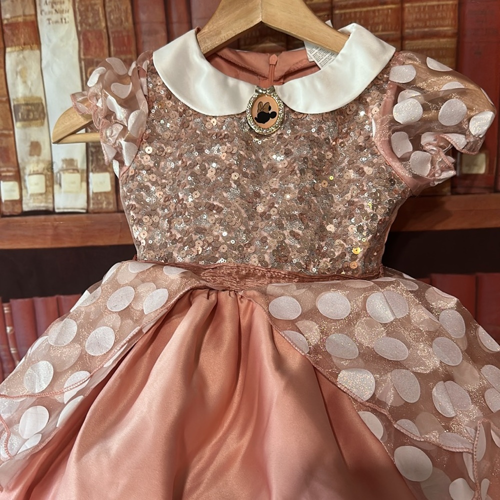 Disney Minnie Mouse Prestige Costume Dress Rose Gold XS 3T 4T - Picture 3 of 8